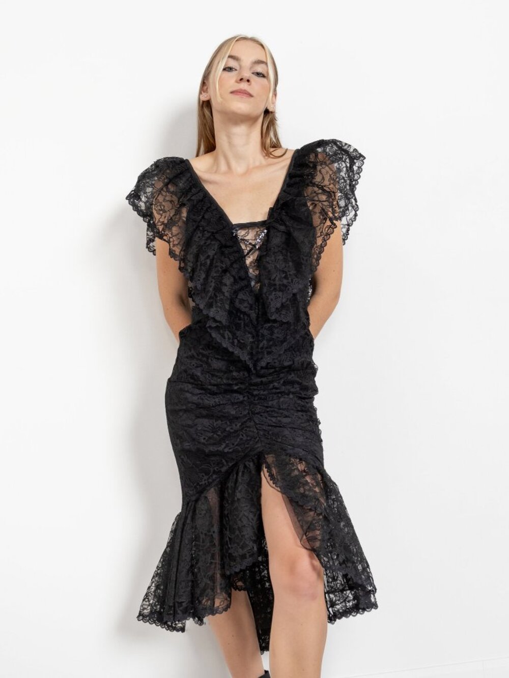 BLACK PROM DRESS Vintage 80's Sequined Sleeveless Mini Backless Rhinestones